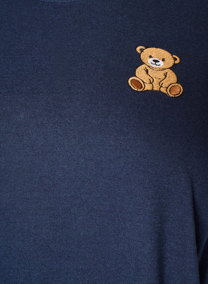 T-shirt en coton bio avec motif ourson, Bleu, Packshot image number 2