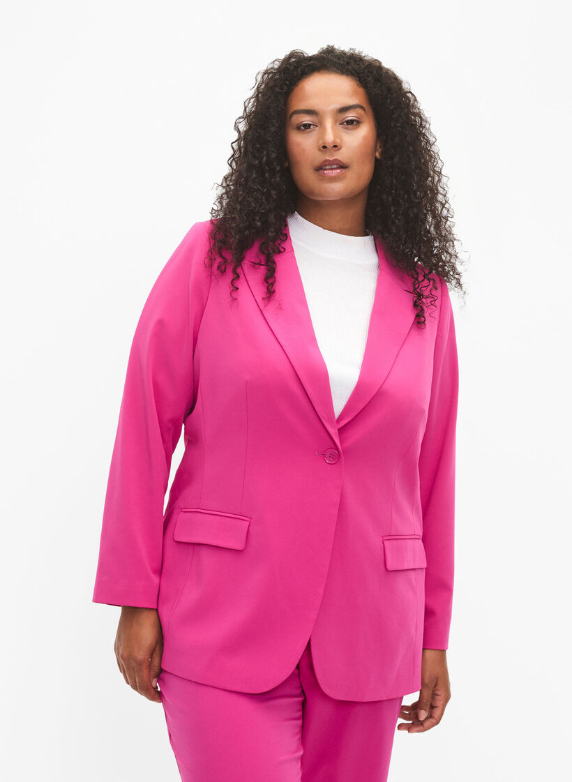 Blazer classique avec poches, Festival Fuchsia, Model image number 0