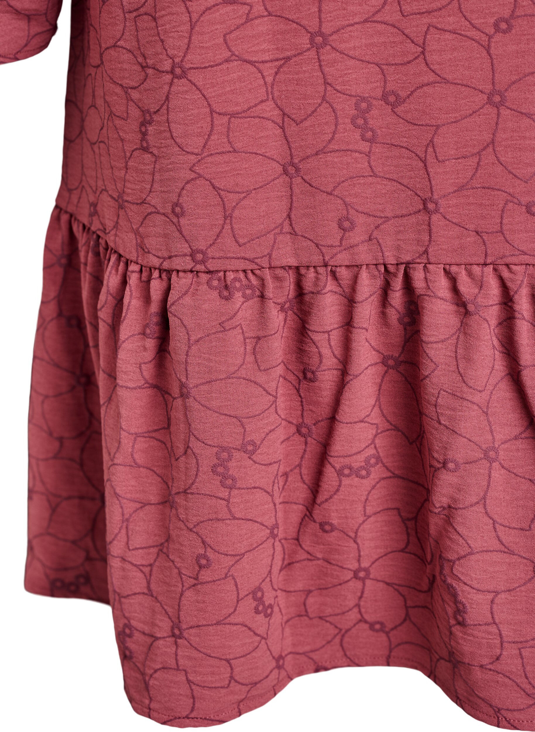 Zizzi Tunique &agrave; motif floral brod&eacute; et manches 3/4, Rose, Packshot image number 3