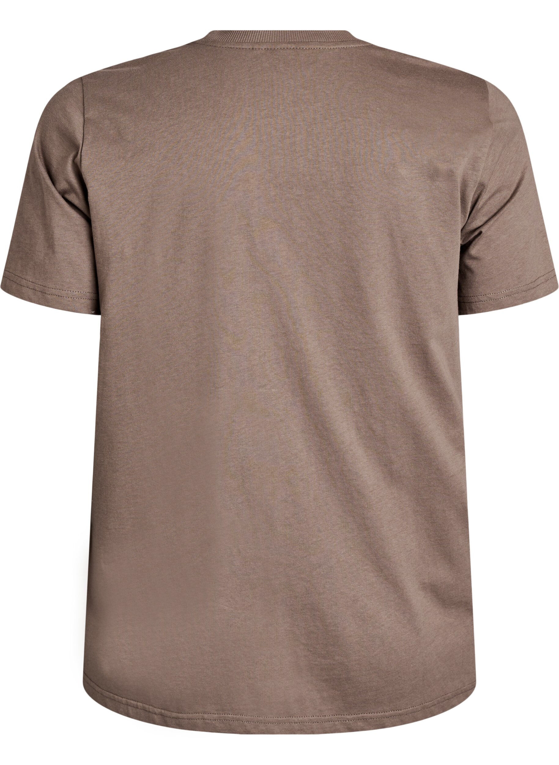 Zizzi T-shirt basique en coton &agrave; col rond, Marron, Packshot image number 1