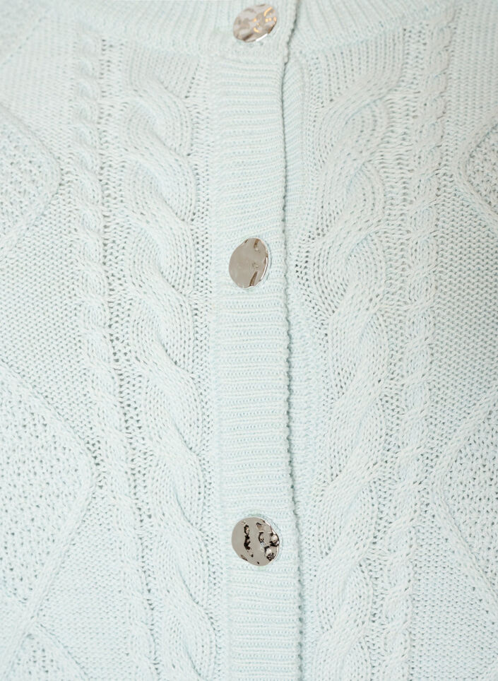 Cardigan en maille torsad&eacute;e avec boutons d&eacute;coratifs, Bleu Clair, Packshot image number 2