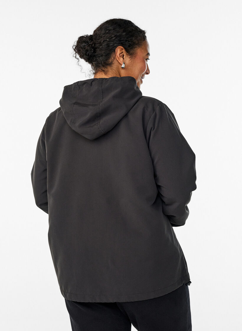 Veste l&eacute;g&egrave;re avec capuche et fermeture &eacute;clair, Noir, Model image number 2