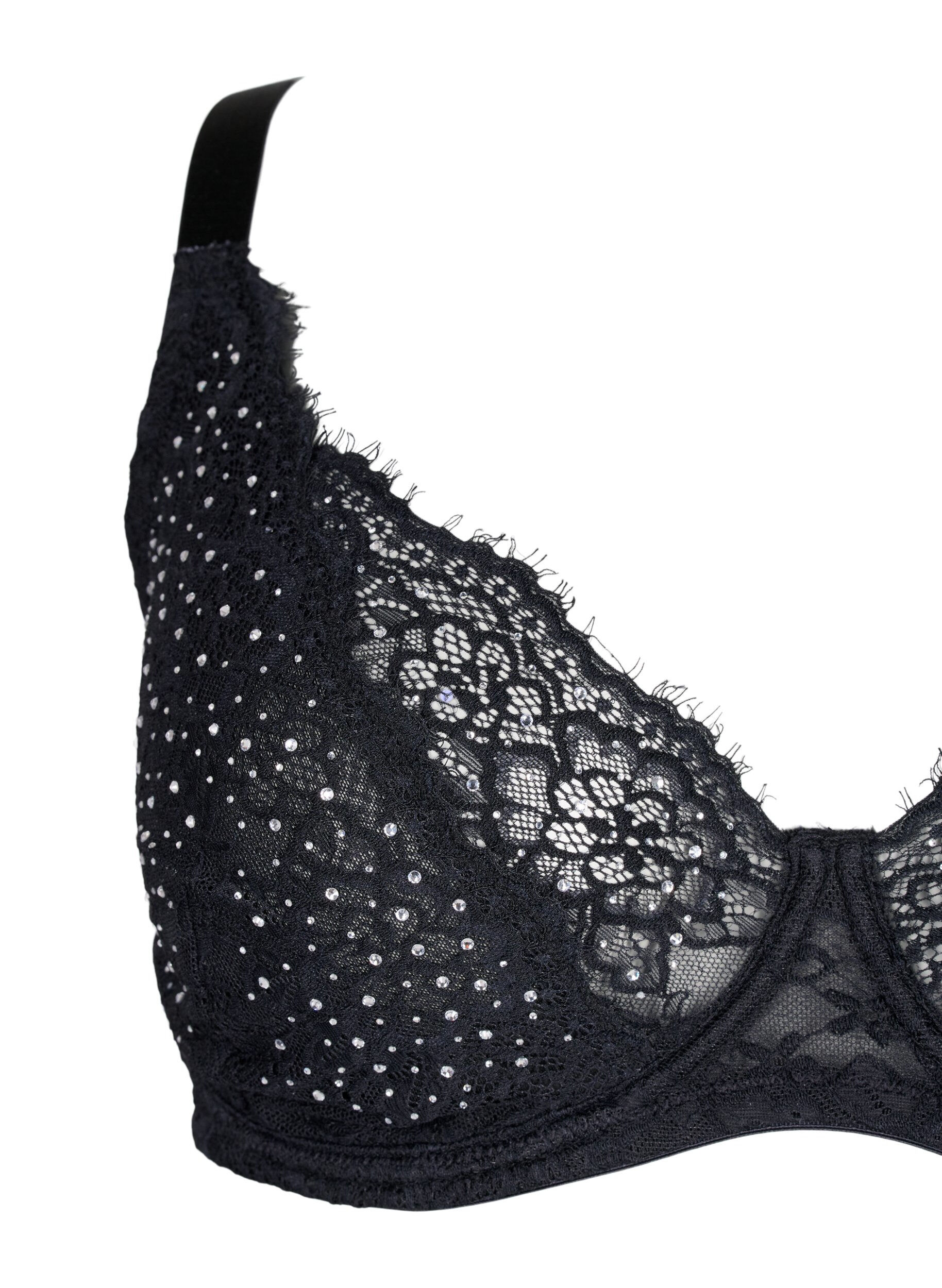 Zizzi Soutien-gorge couvrant avec strass, Black, Packshot image number 2