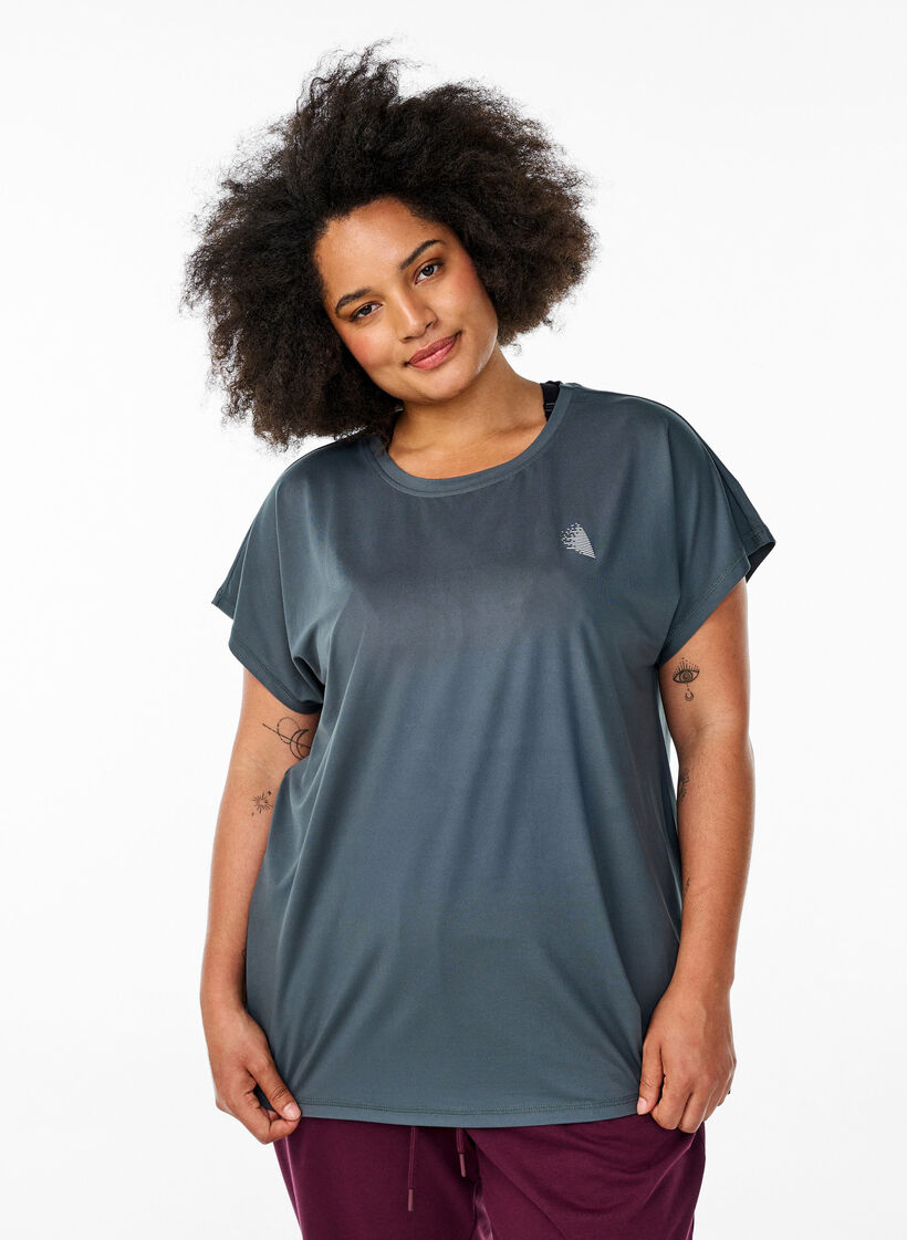 T-shirt de sport couleur unie, Vert fonc&eacute;, Model image number 0
