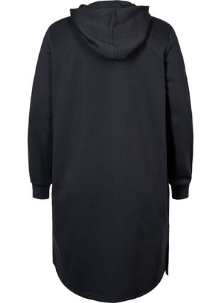 Robe-pull avec capuche et fente, Black, Packshot image number 1