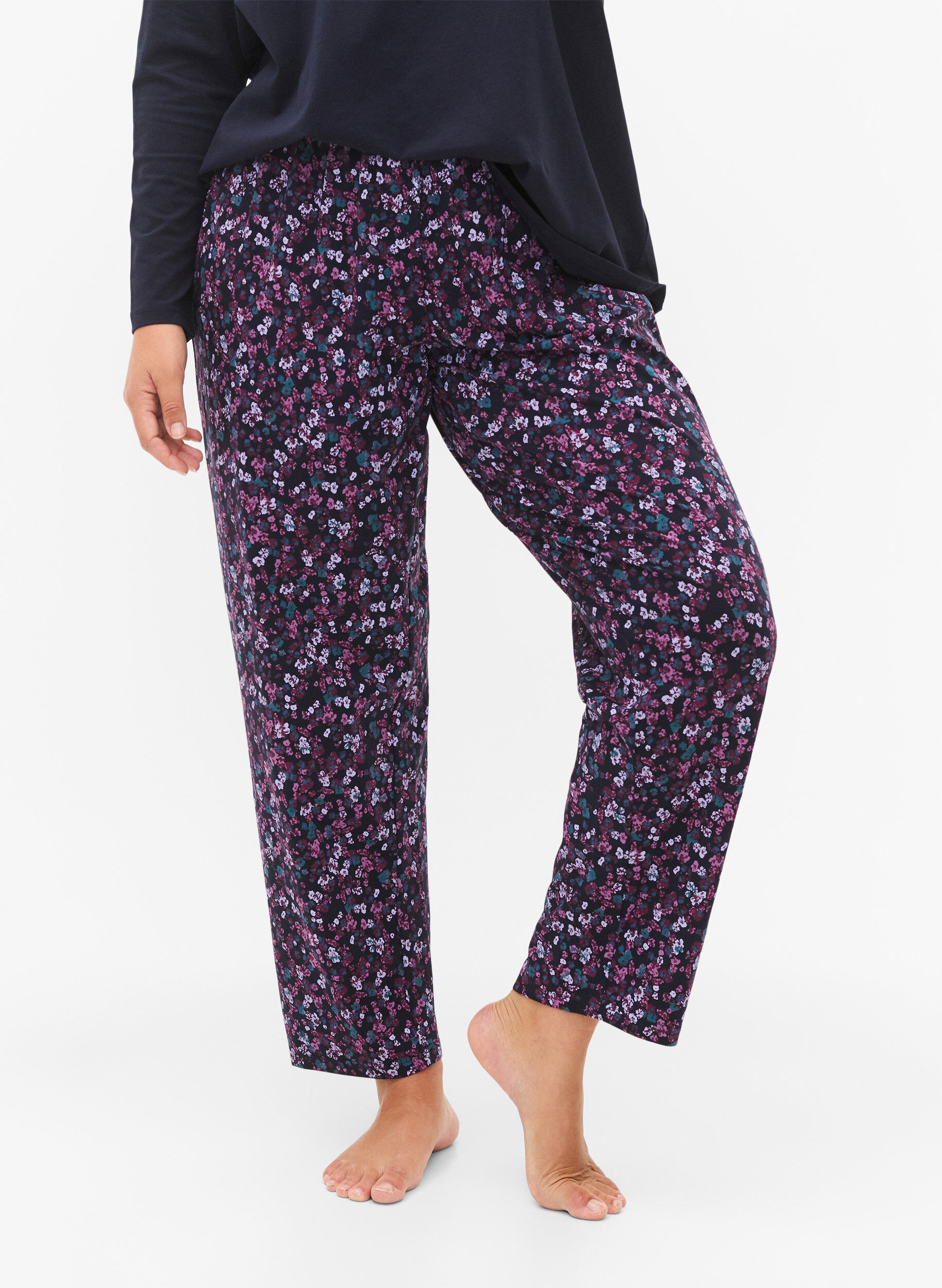 ZizziPantalon de pyjama en coton avec imprim&eacute;, Bleu, Model image number 2