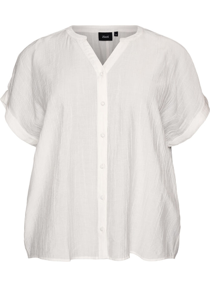Blouse textur&eacute;e en viscose avec boutons, Vanille, Packshot image number 0