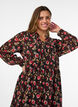 Robe &agrave; imprim&eacute; int&eacute;gral et volant superpos&eacute;, Noir, Model image number 2