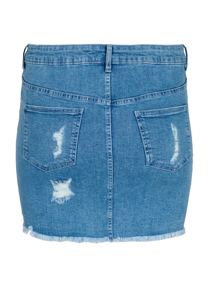 Jupe en denim ajustée avec fente, Blue denim, Packshot image number 1