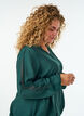 Blouse avec effet ballon et d&eacute;tails en mousseline, Vert fonc&eacute;, Model image number 3