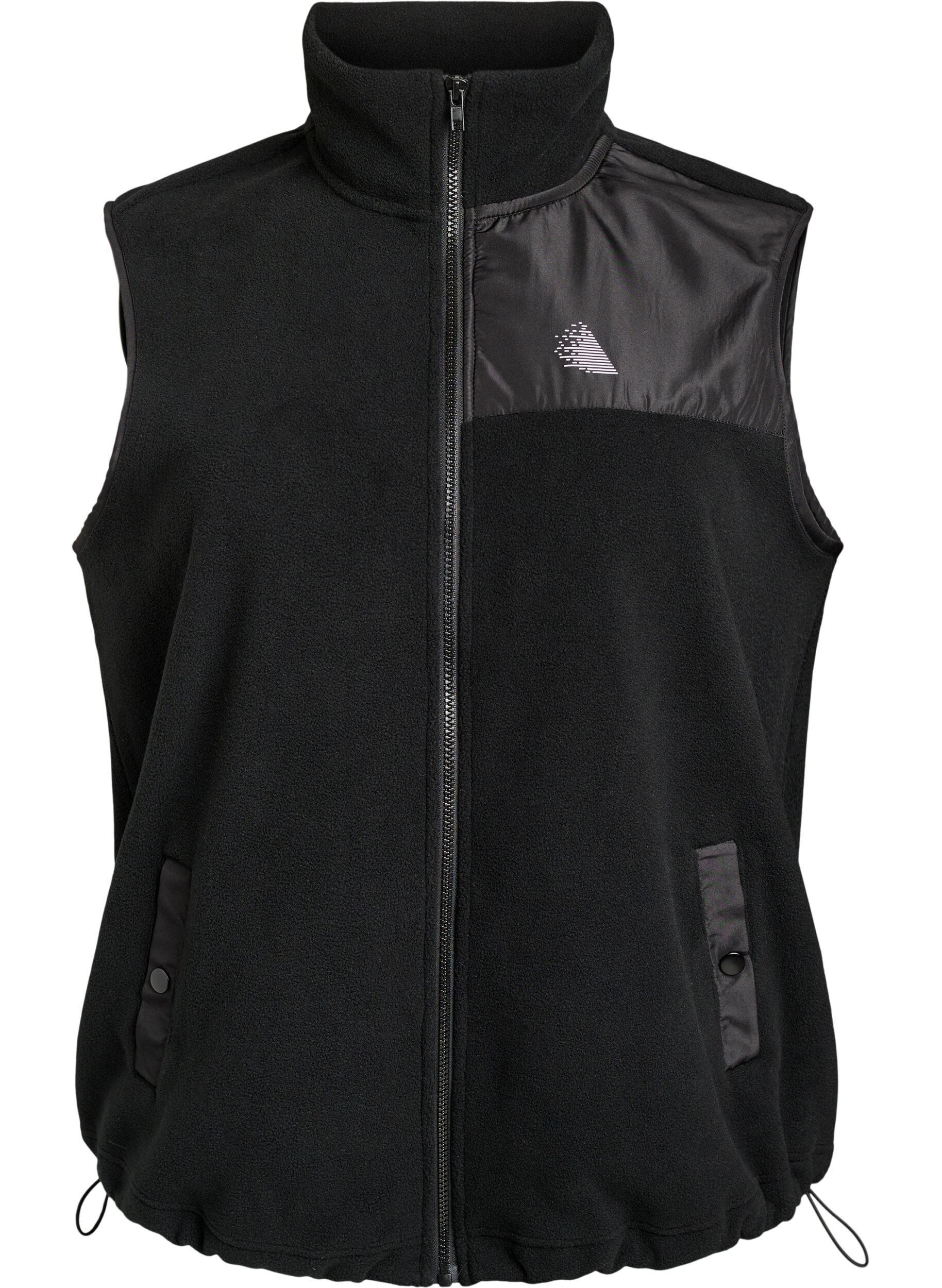 ZizziGilet en polaire avec col montant et cordon de serrage au bas, Noir, Packshot image number 0