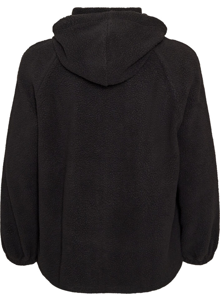 Veste teddy &agrave; capuche zipp&eacute;e, Noir, Packshot image number 1