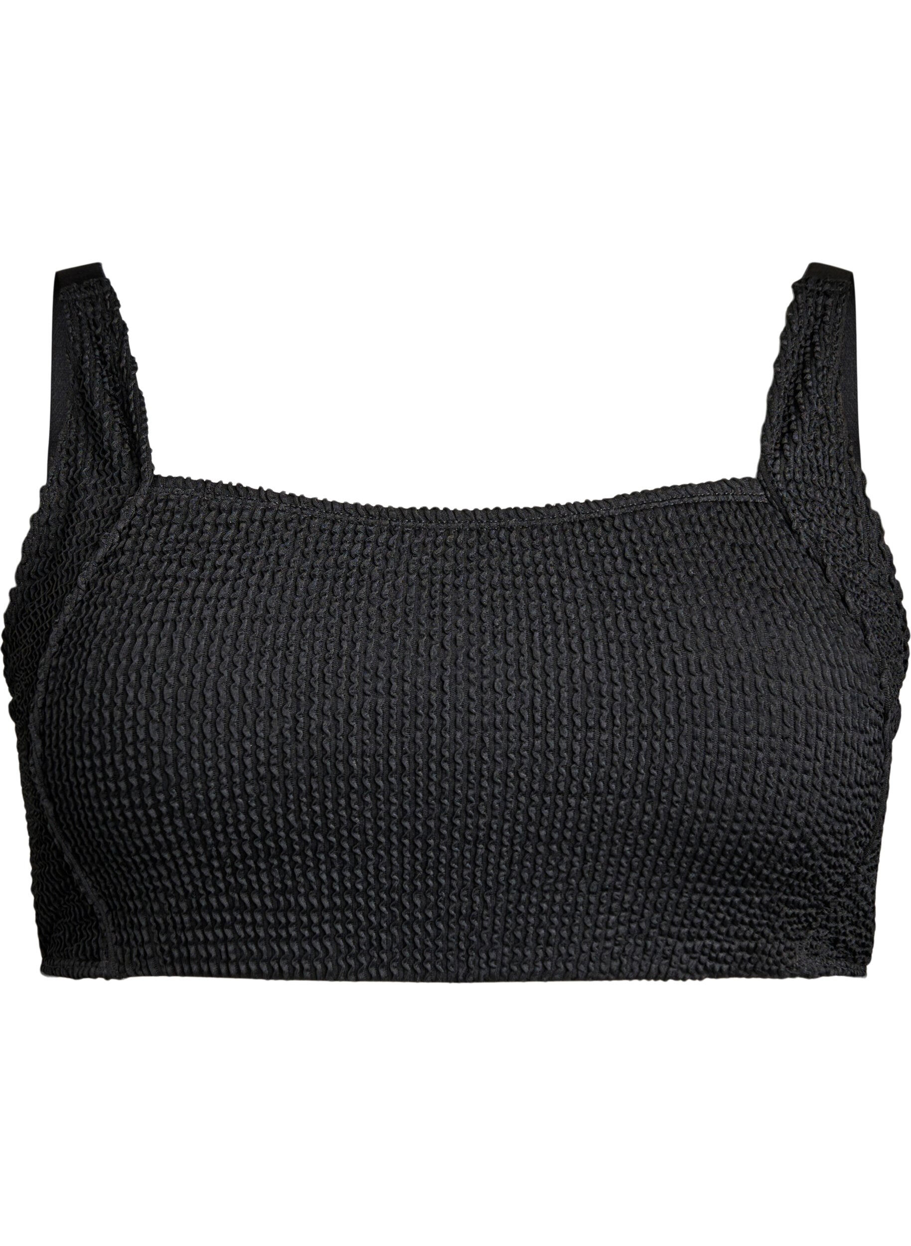 Zizzi Haut de bikini en cr&ecirc;pe avec bretelles r&eacute;glables, Noir, Packshot image number 0