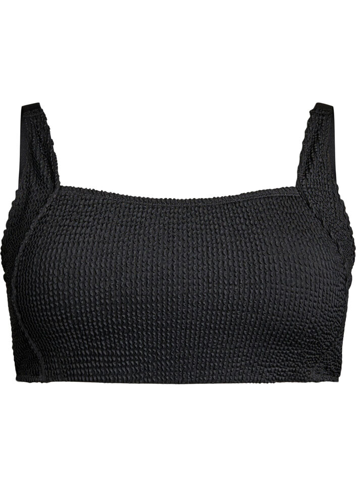 Haut de bikini en crêpe avec bretelles réglables, Noir, Packshot image number 0