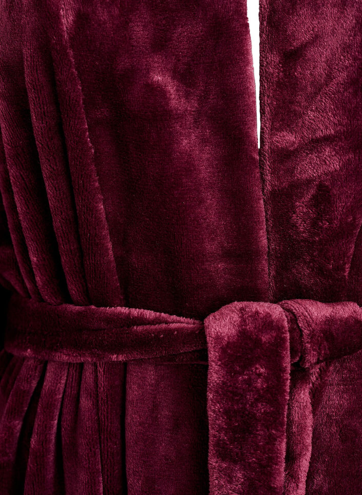 Peignoir en velours doux avec poches, Bordeaux fonc&eacute;, Packshot image number 2