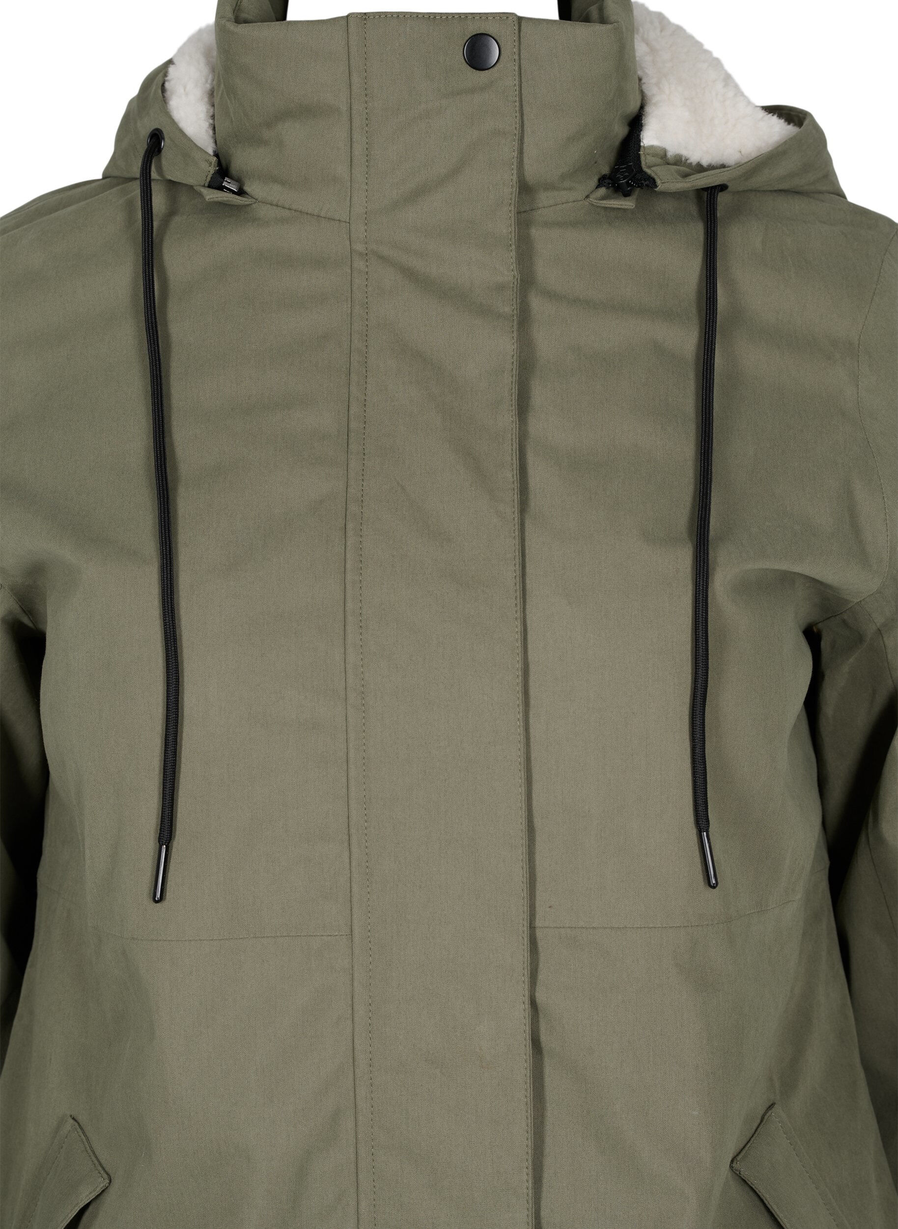 Zizzi Veste imperm&eacute;able avec capuche amovible, Dusty Olive, Packshot image number 2