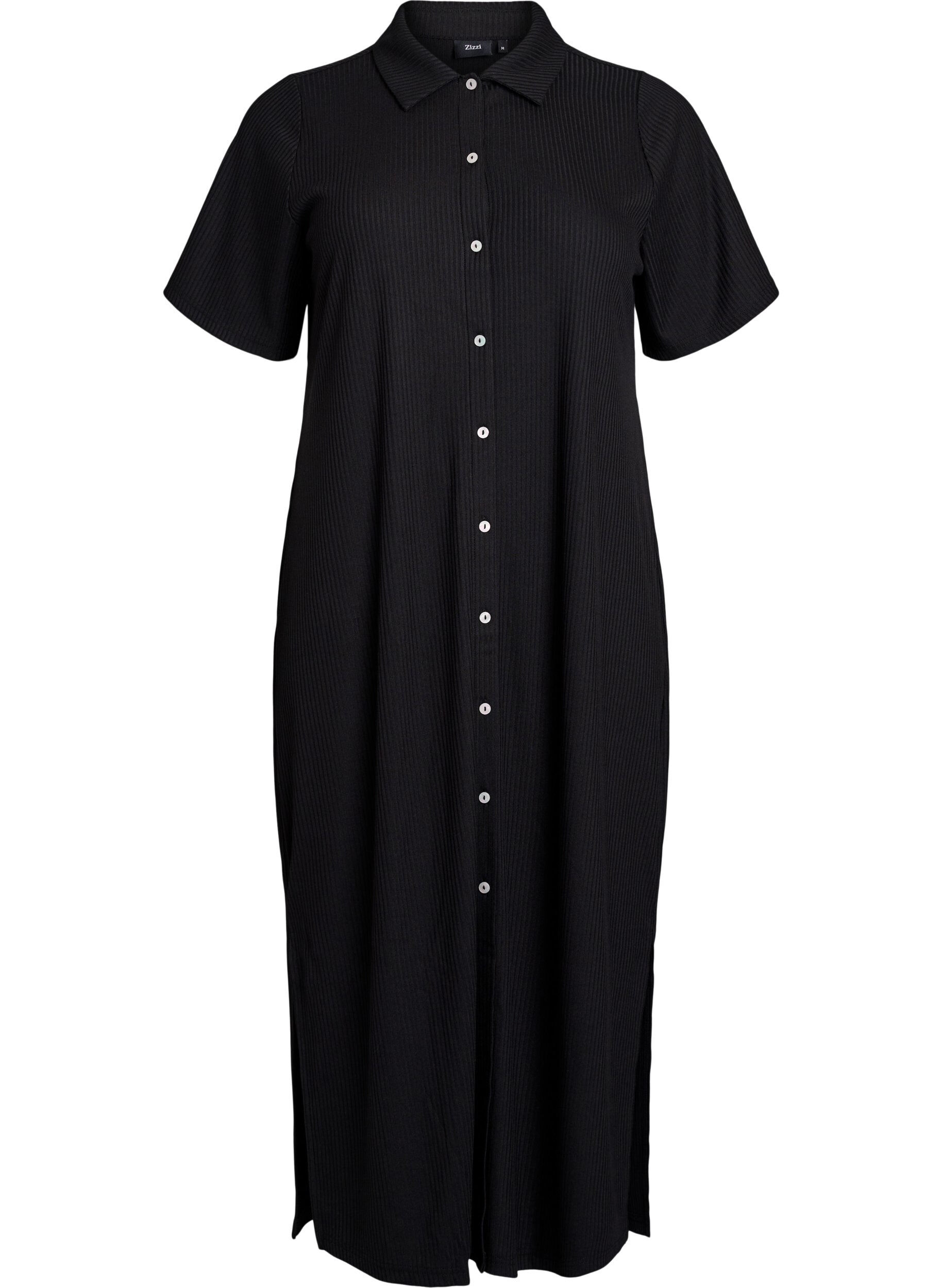 Robe maxi en jersey avec col et manches courtes.