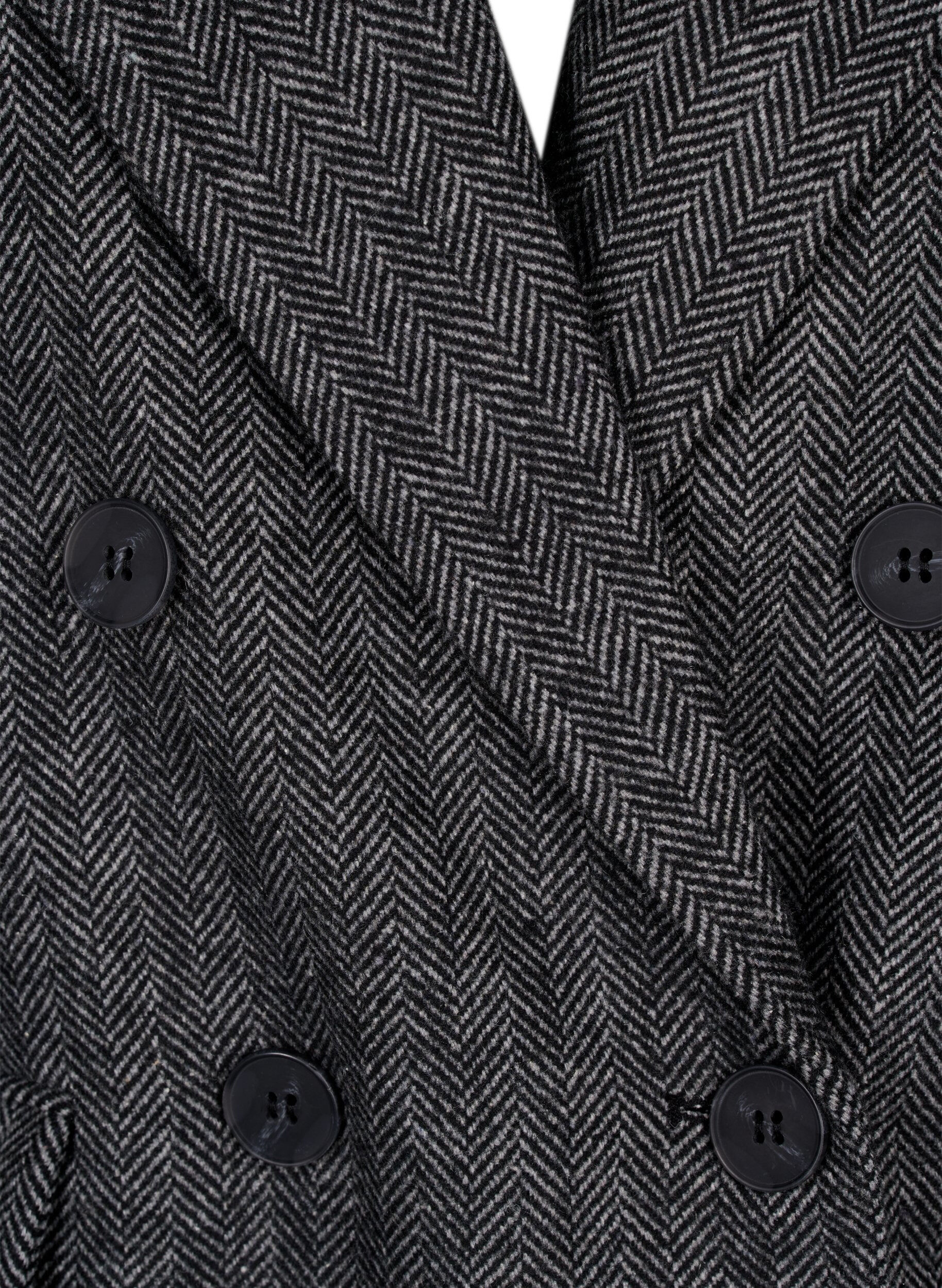 Zizzi Blazer en laine dot&eacute; de poches, Dark Grey Melange, Packshot image number 3
