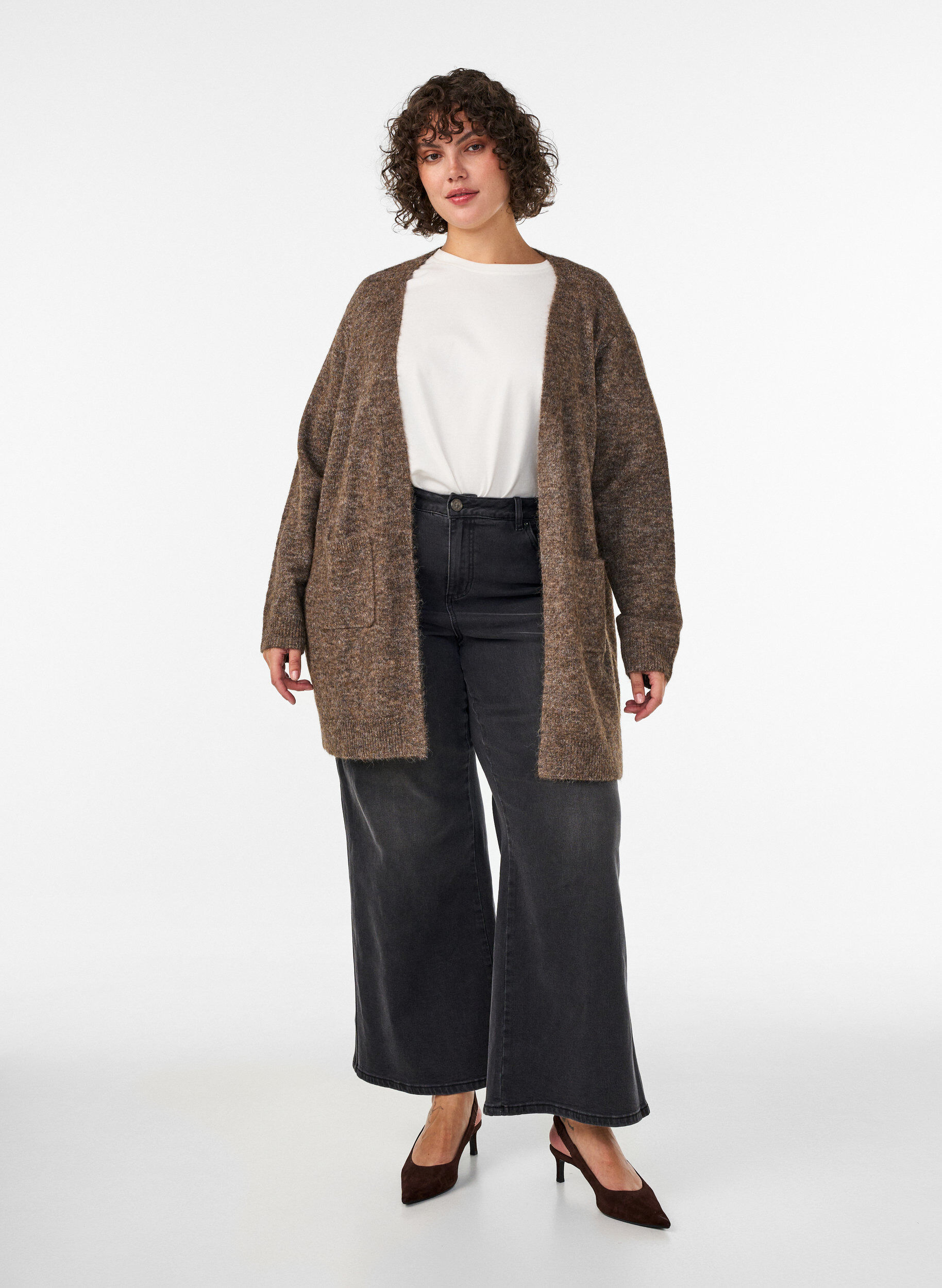 ZizziCardigan long avec poches, Marron, Model image number 1