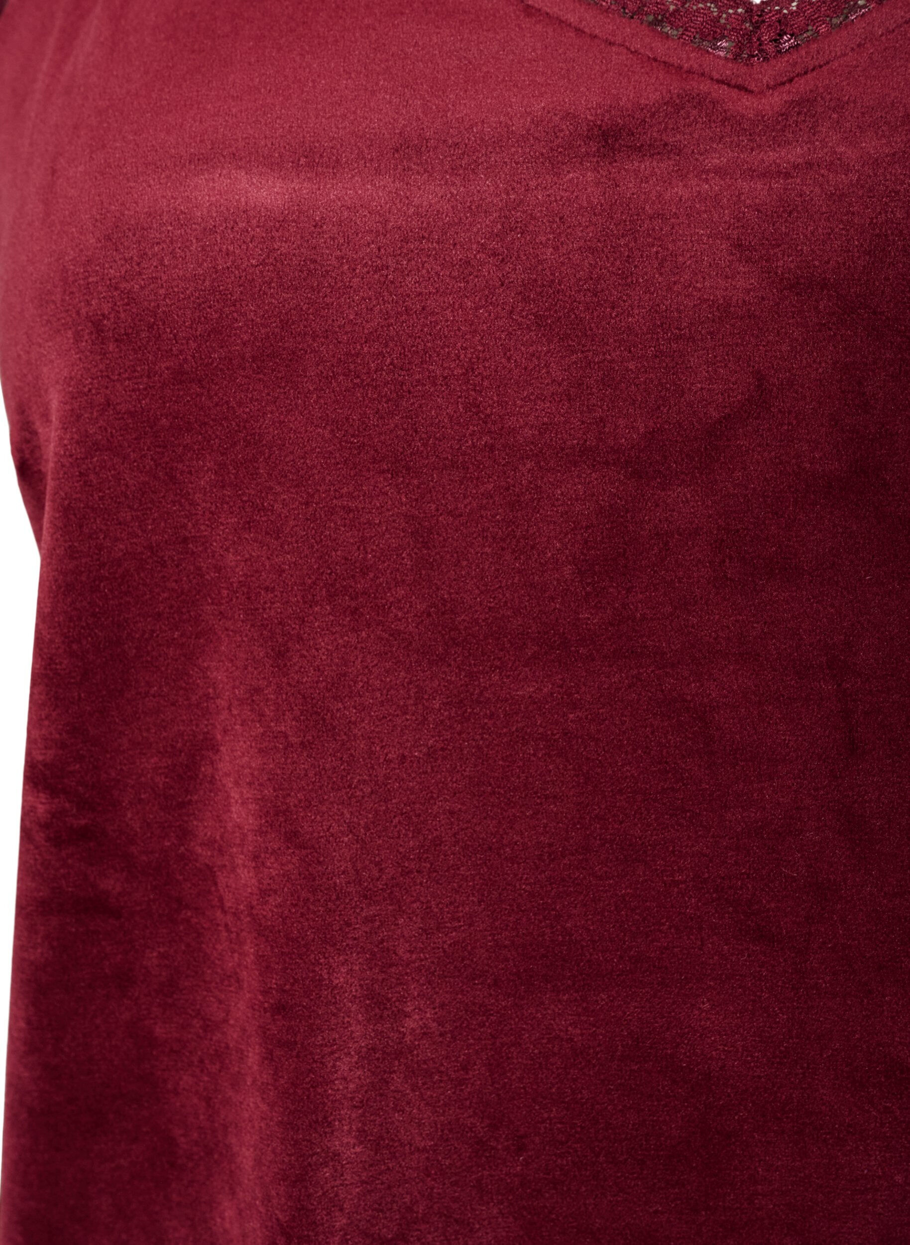 ZizziTop en velours avec bordure en dentelle, Bordeaux, Packshot image number 2