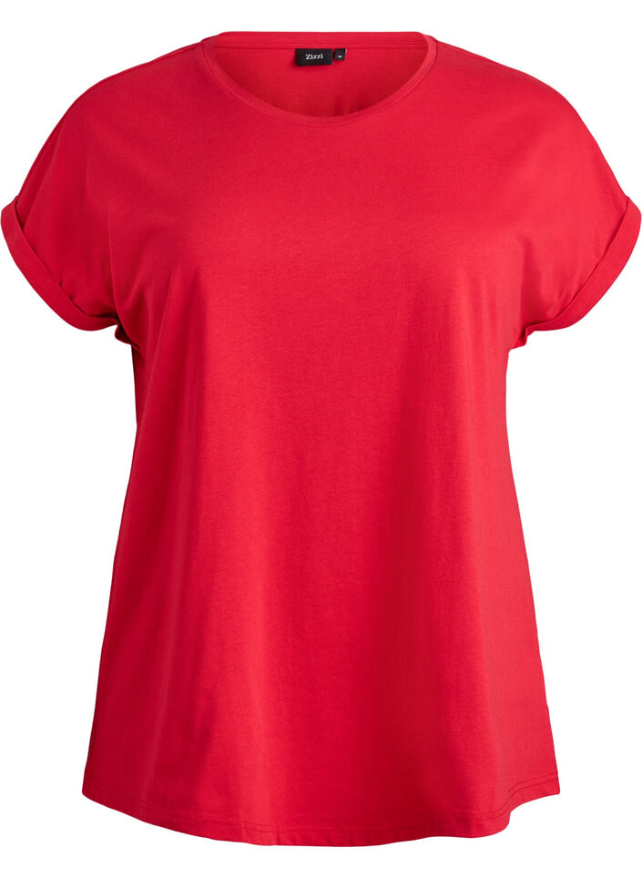 T-shirt &agrave; manches courtes en coton m&eacute;lang&eacute;, Rouge, Packshot image number 0