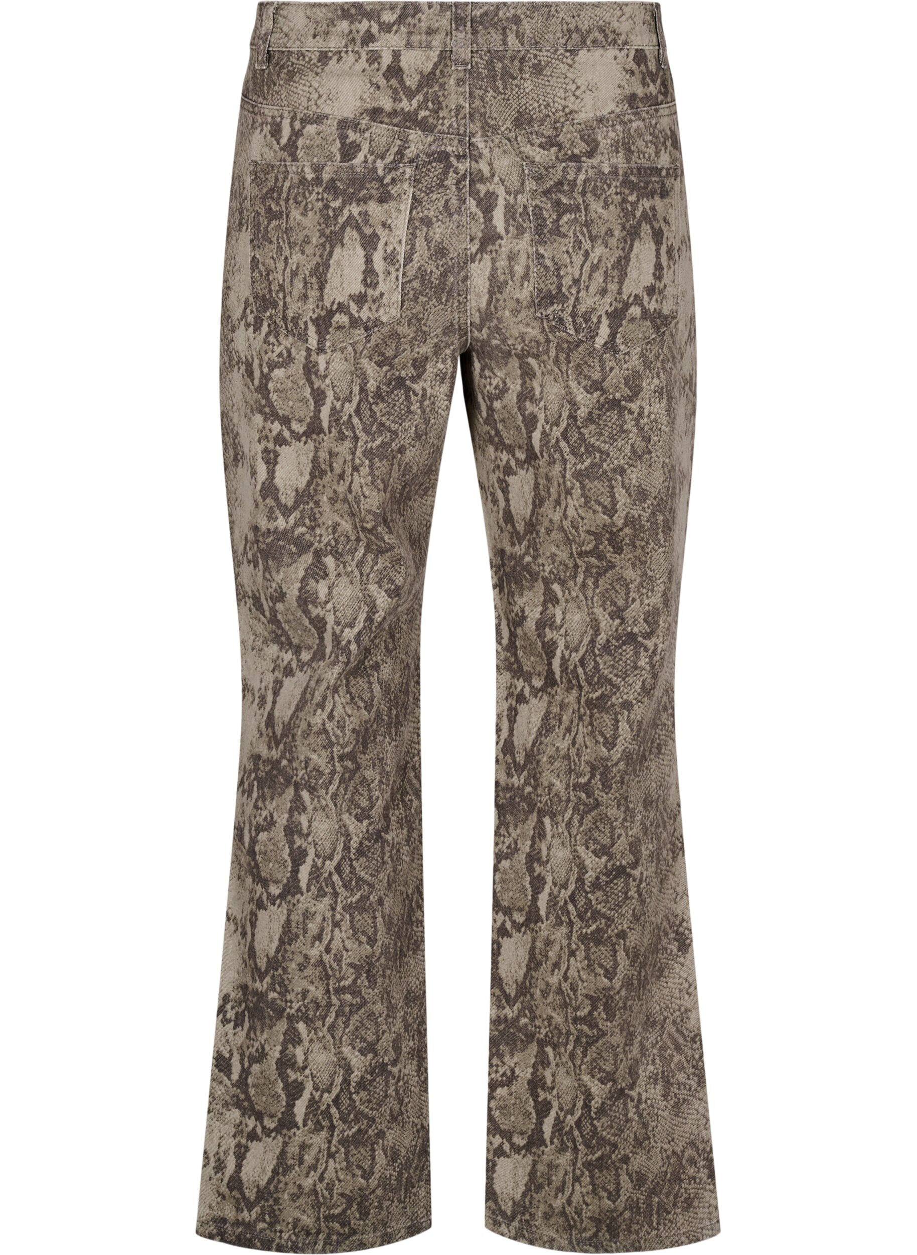 Zizzi Jean Gemma taille haute avec imprim&eacute; serpent, Marron, Packshot image number 1