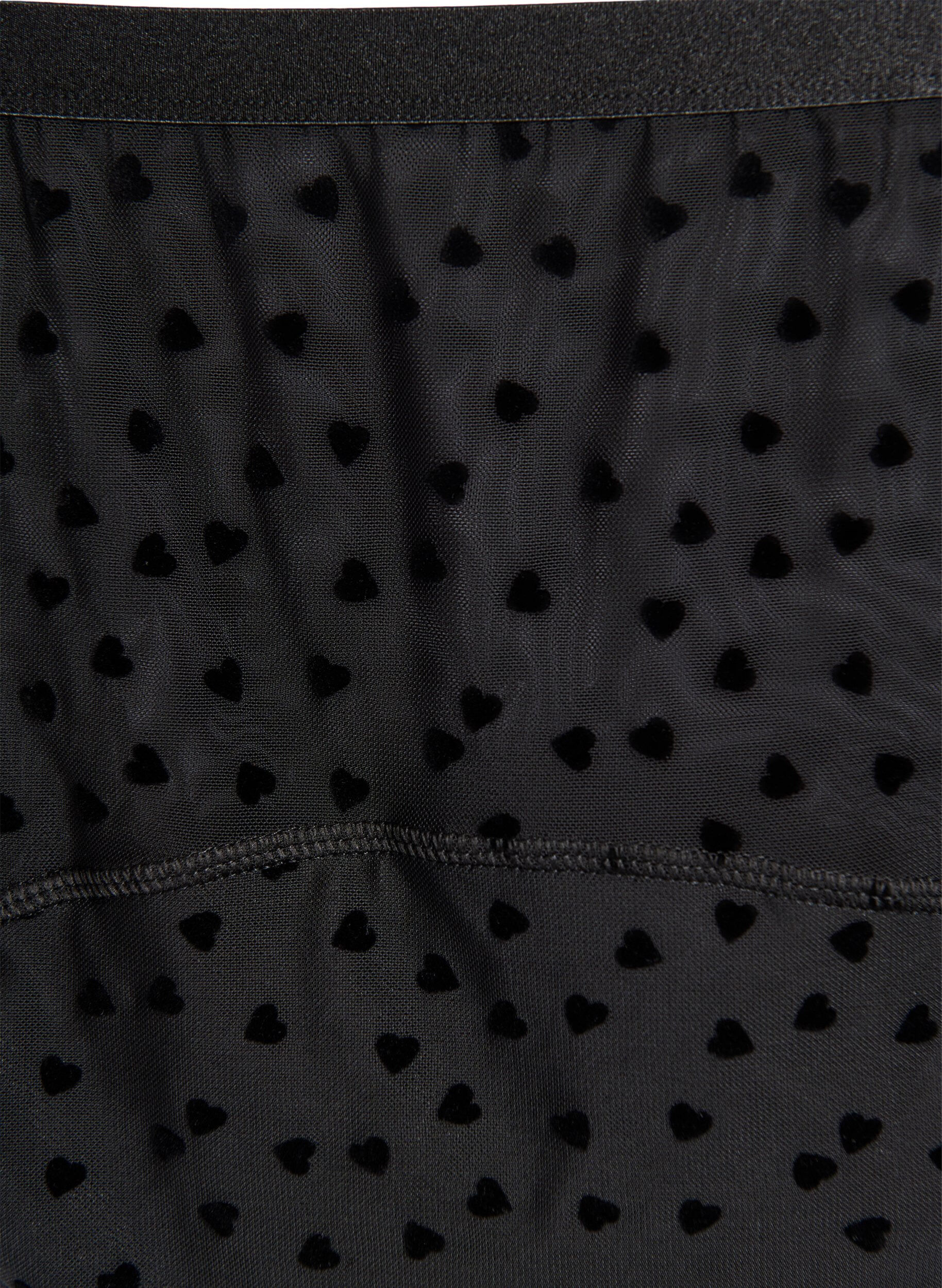 Zizzi Culotte pour r&egrave;gles en maille avec des motifs de c&oelig;ur, Noir, Packshot image number 2