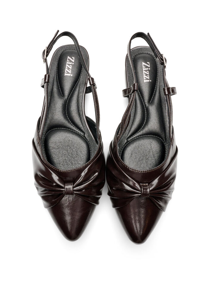 Slingback avec n&oelig;ud et aspect verni, Marron, Packshot