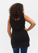 Long top en coton avec bordure en dentelle, Black, Model image number 1