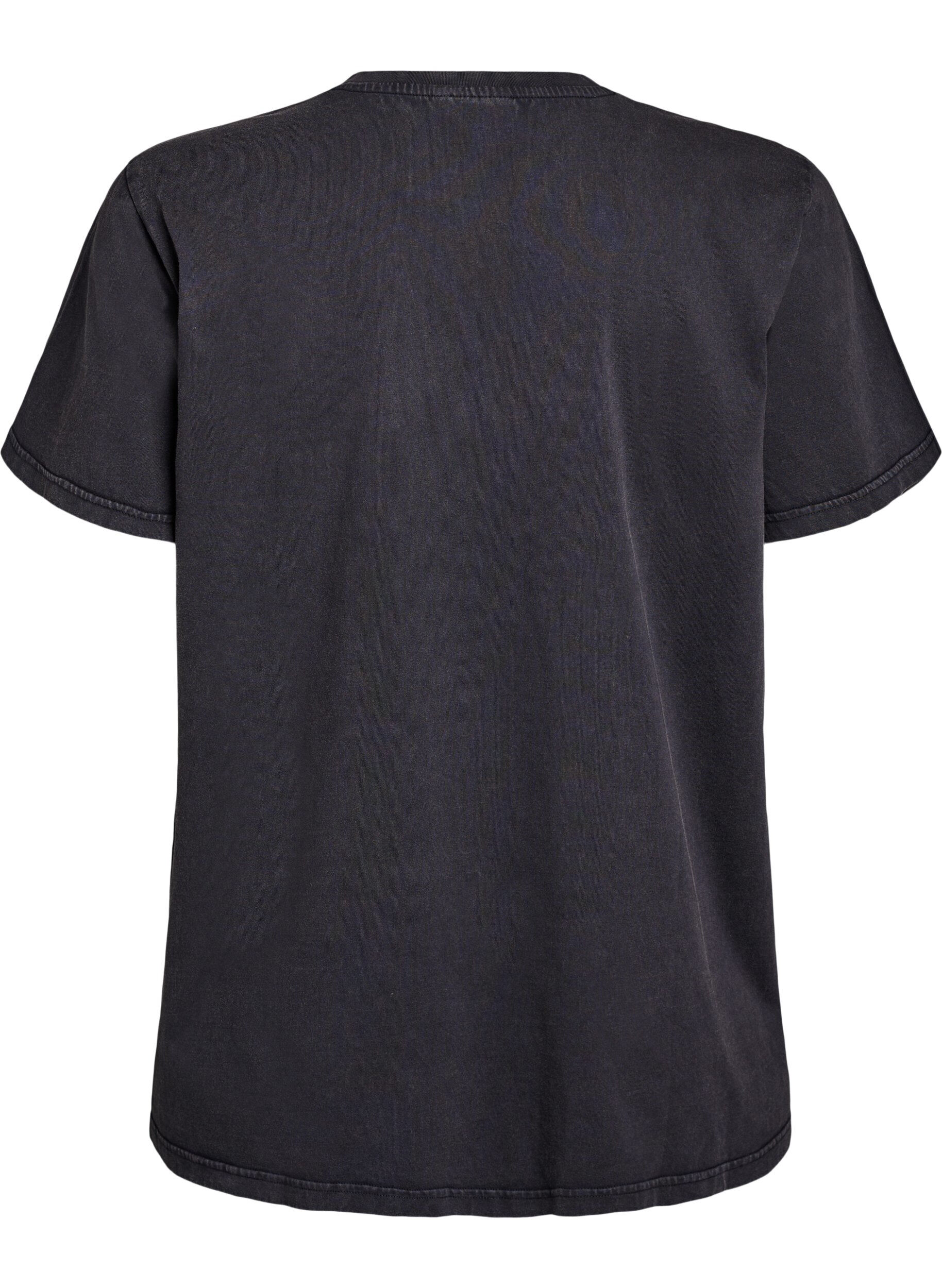 Zizzi T-shirt en coton biologique avec des strass et un motif de papillon, Gris, Packshot image number 1