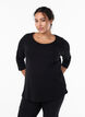 T-shirt en coton de base &agrave; manches 3/4, Noir, Model image number 0