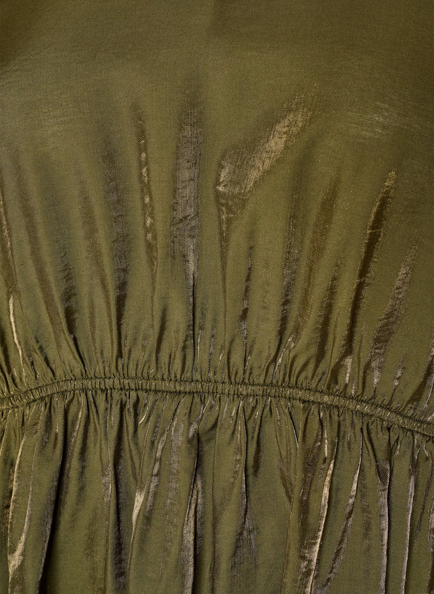 ZizziBlouse brillante en viscose &agrave; effet p&eacute;plum, Vert Kaki, Packshot image number 2