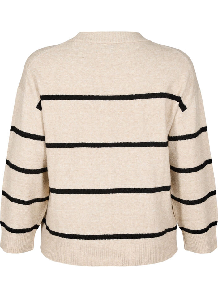 Pull rayé ample, Beige, Packshot image number 1