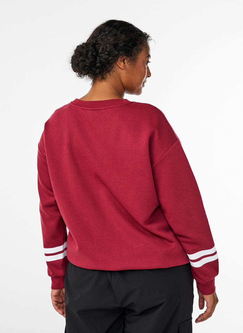Sweatshirt avec d&eacute;tail statement, Rouge, Model image number 2