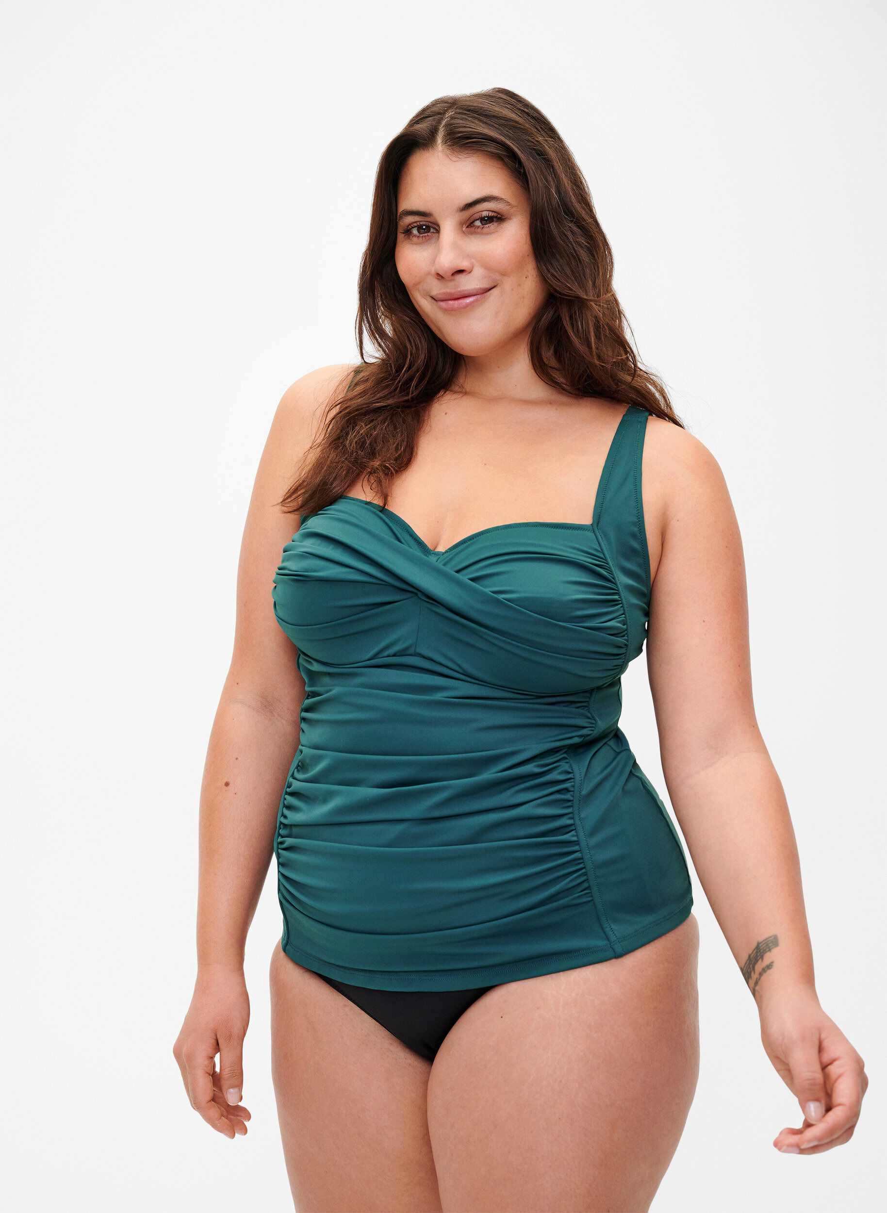 Zizzi Tankini drap&eacute;, Vert, Model image number 0
