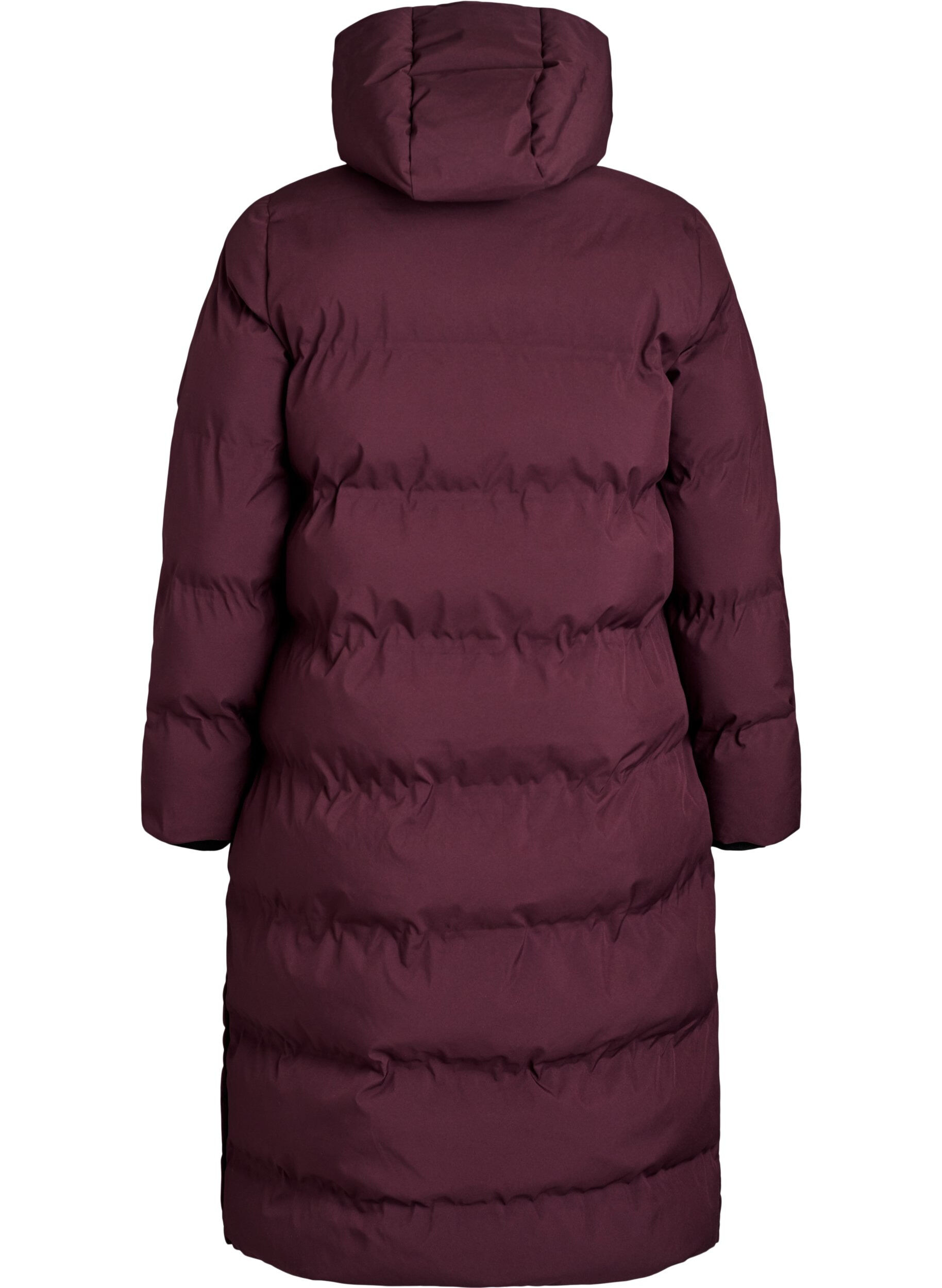 Zizzi Manteau d'hiver long et matelass&eacute; avec capuche, Bordeaux fonc&eacute;, Packshot image number 1
