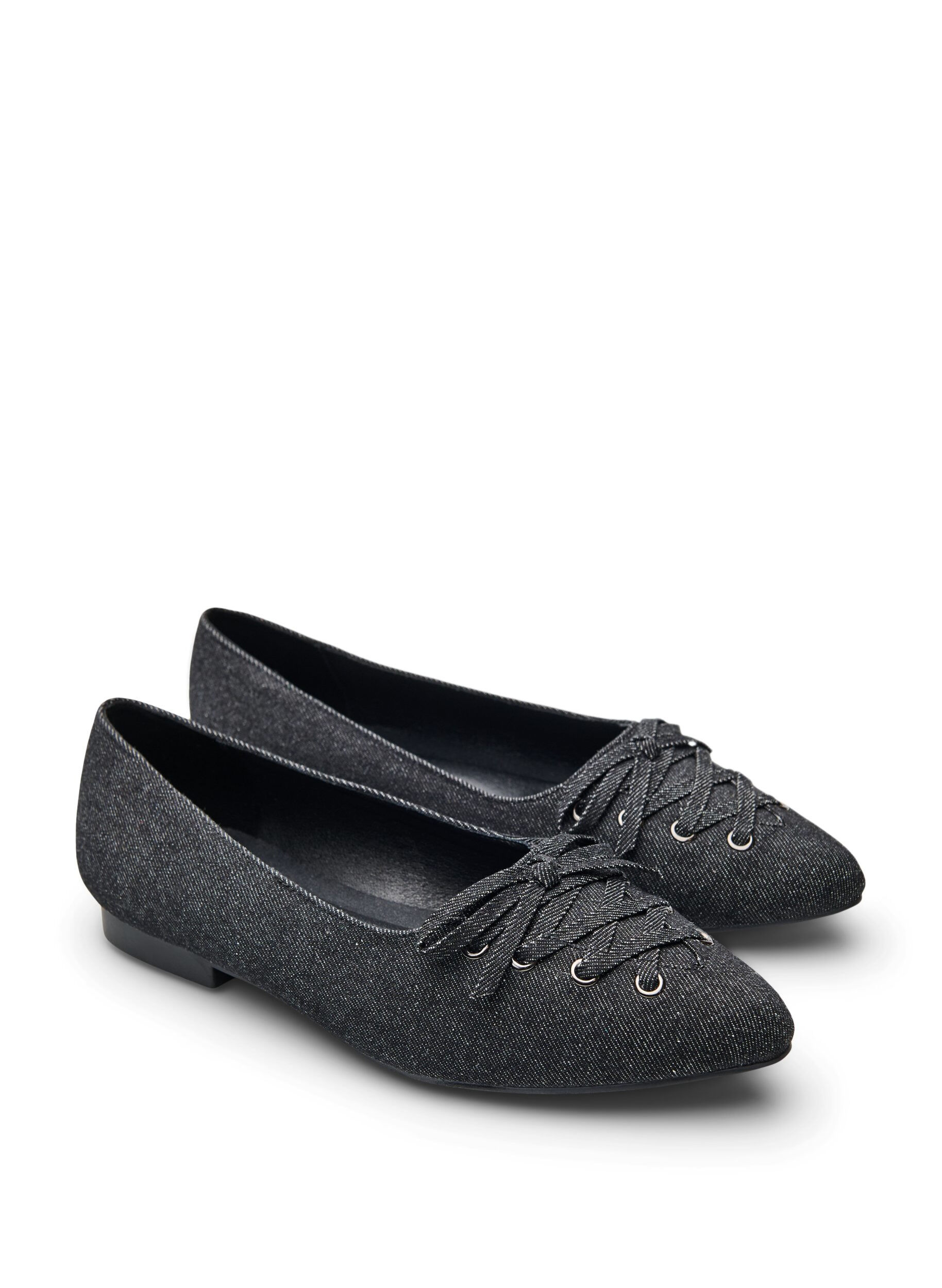Zizzi Large - Ballerines avec d&eacute;tails en dentelle, Noir, Packshot image number 1