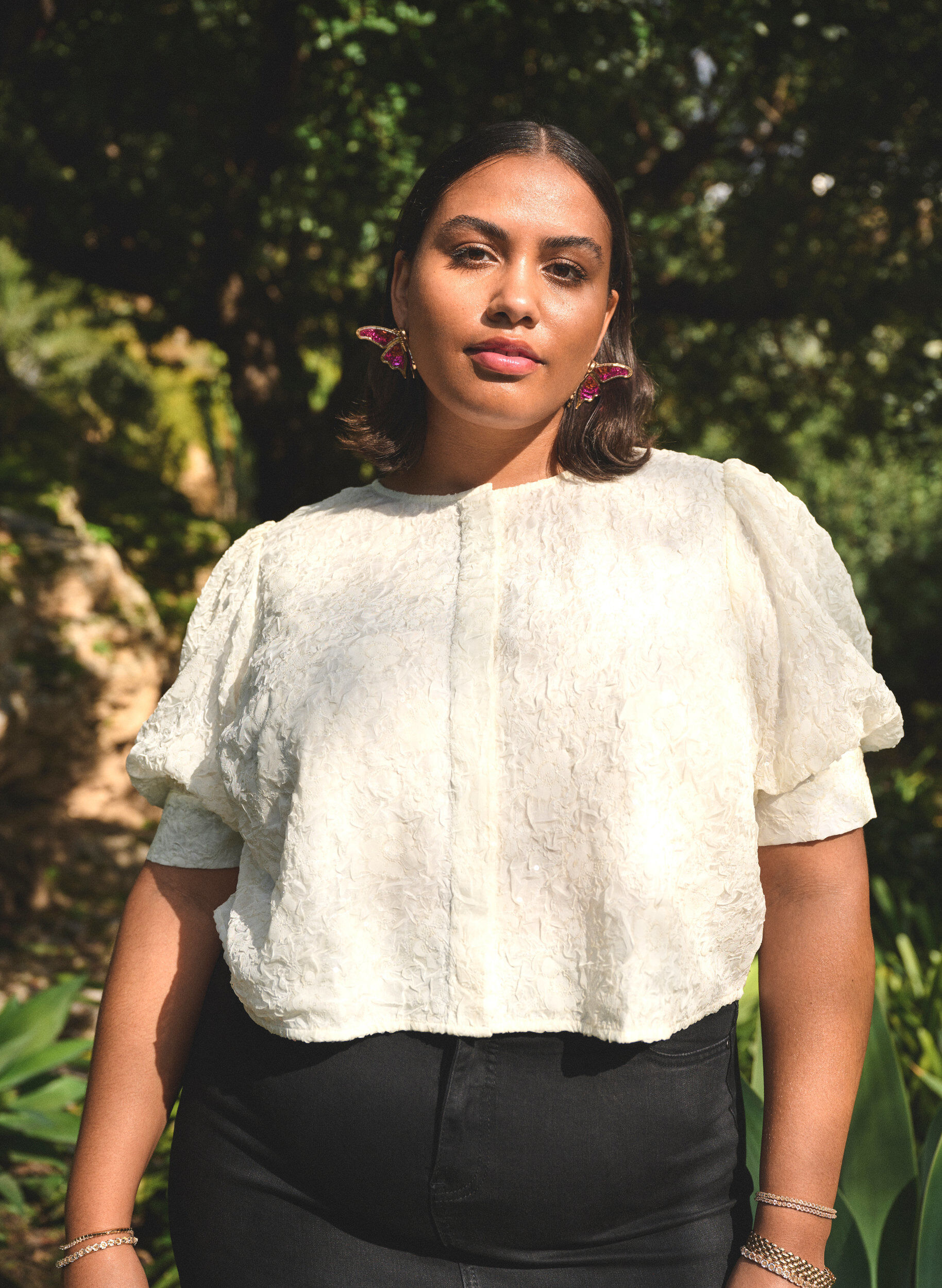 Zizzi Chemisier de f&ecirc;te avec sequins et manches 1/2, Vanille, Image image number 0