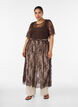 Robe mi-longue en dentelle transparente &agrave; manches courtes, Marron, Model image number 0