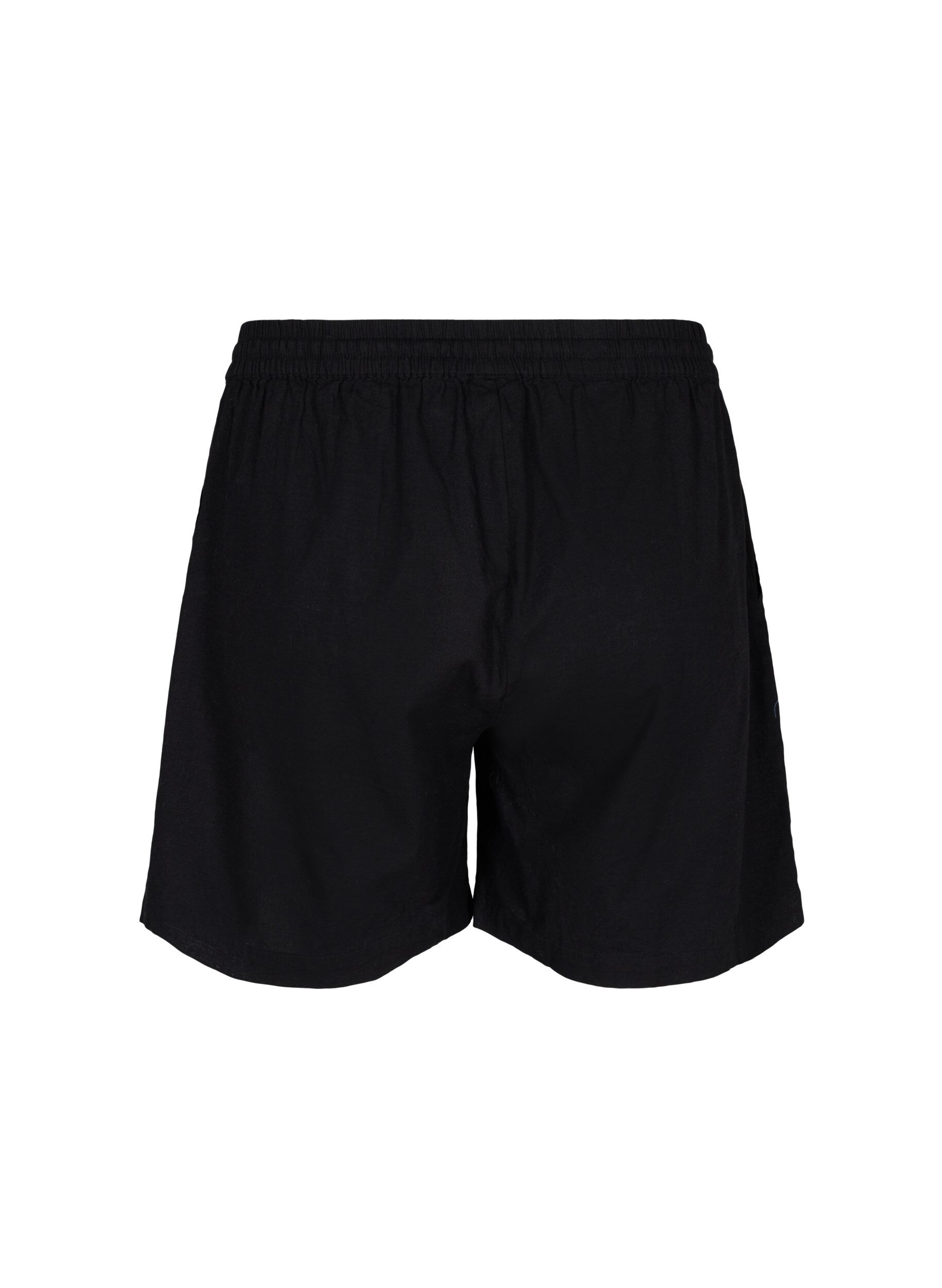Zizzi Short ample en coton m&eacute;lang&eacute; avec du lin, Black, Packshot image number 1
