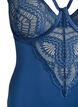 Body en dentelle &agrave; armatures avec d&eacute;tails de lani&egrave;res, Bleu, Packshot image number 2
