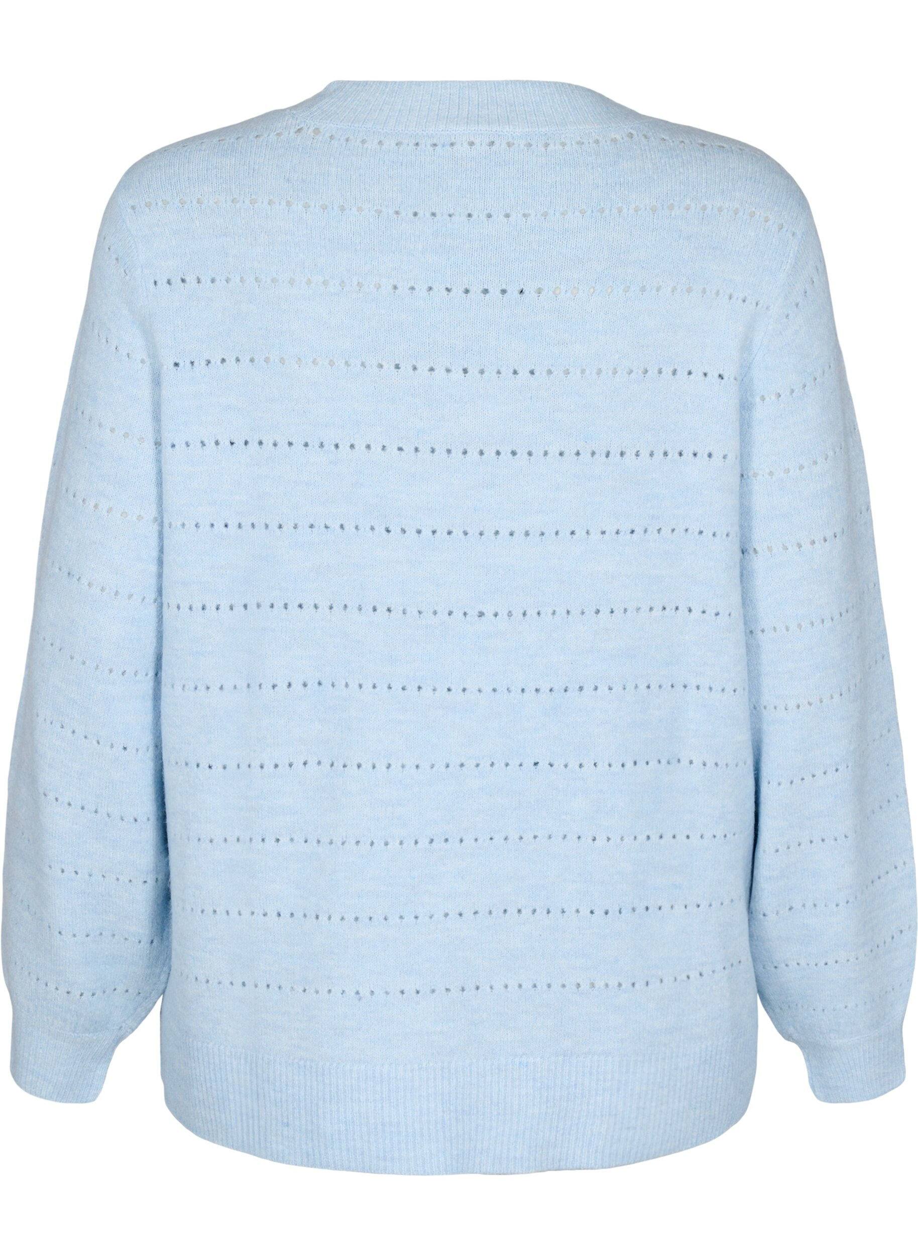 Zizzi Chemisier en maille avec col rond et motif en dentelle, Cashmere Blue Mel., Packshot image number 1
