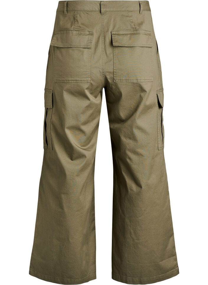 Pantalon cargo large taille haute, Vert, Packshot
