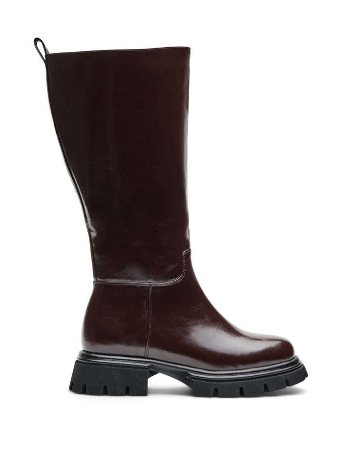 Botte haute &agrave; l'aspect l&eacute;g&egrave;rement craquel&eacute;, Marron, Packshot