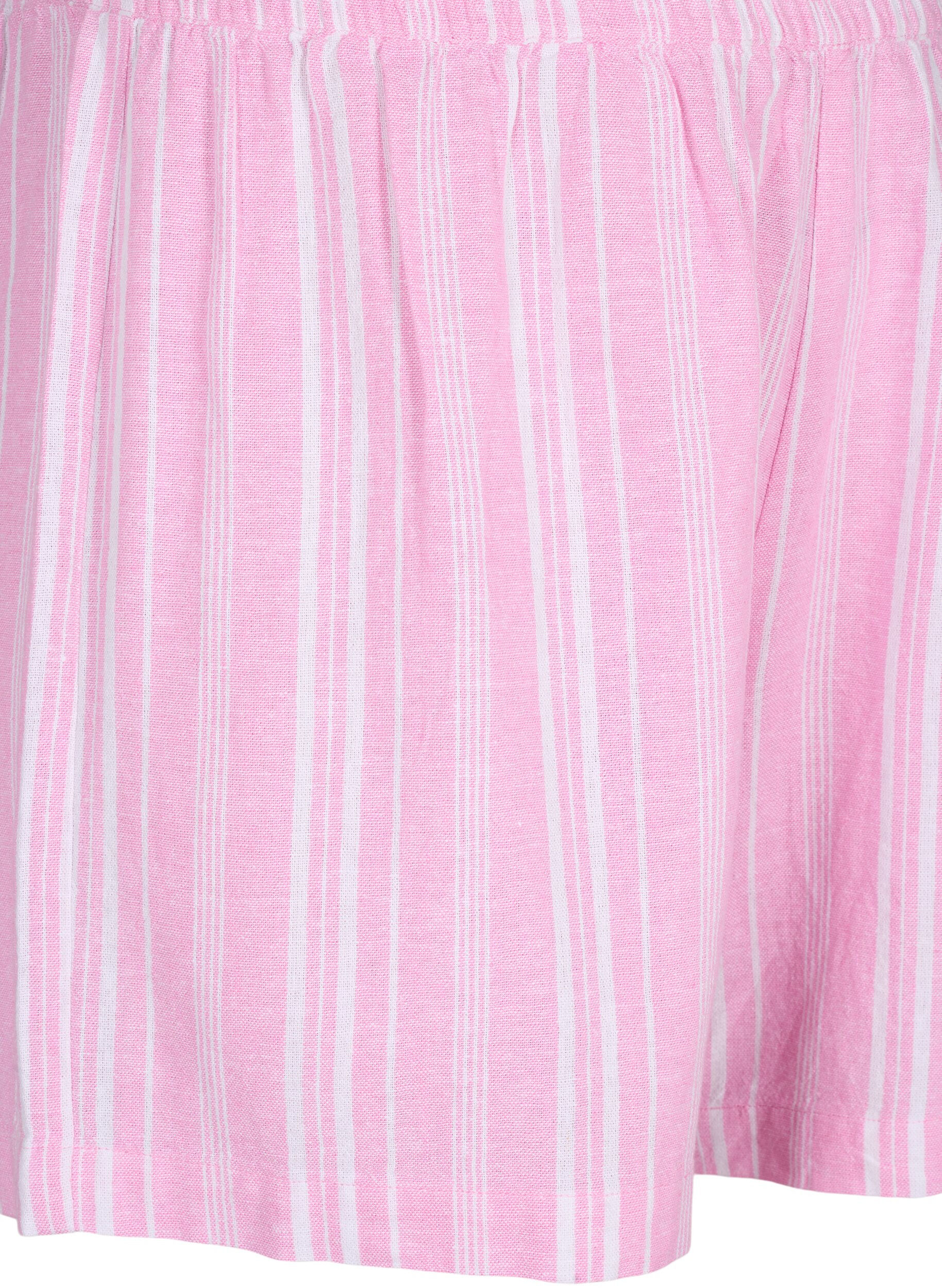 Zizzi Short ray&eacute; en m&eacute;lange de lin et de viscose, Rose, Packshot image number 2