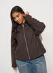 Veste courte avec col de chemise et zip, Marron, Model image number 3