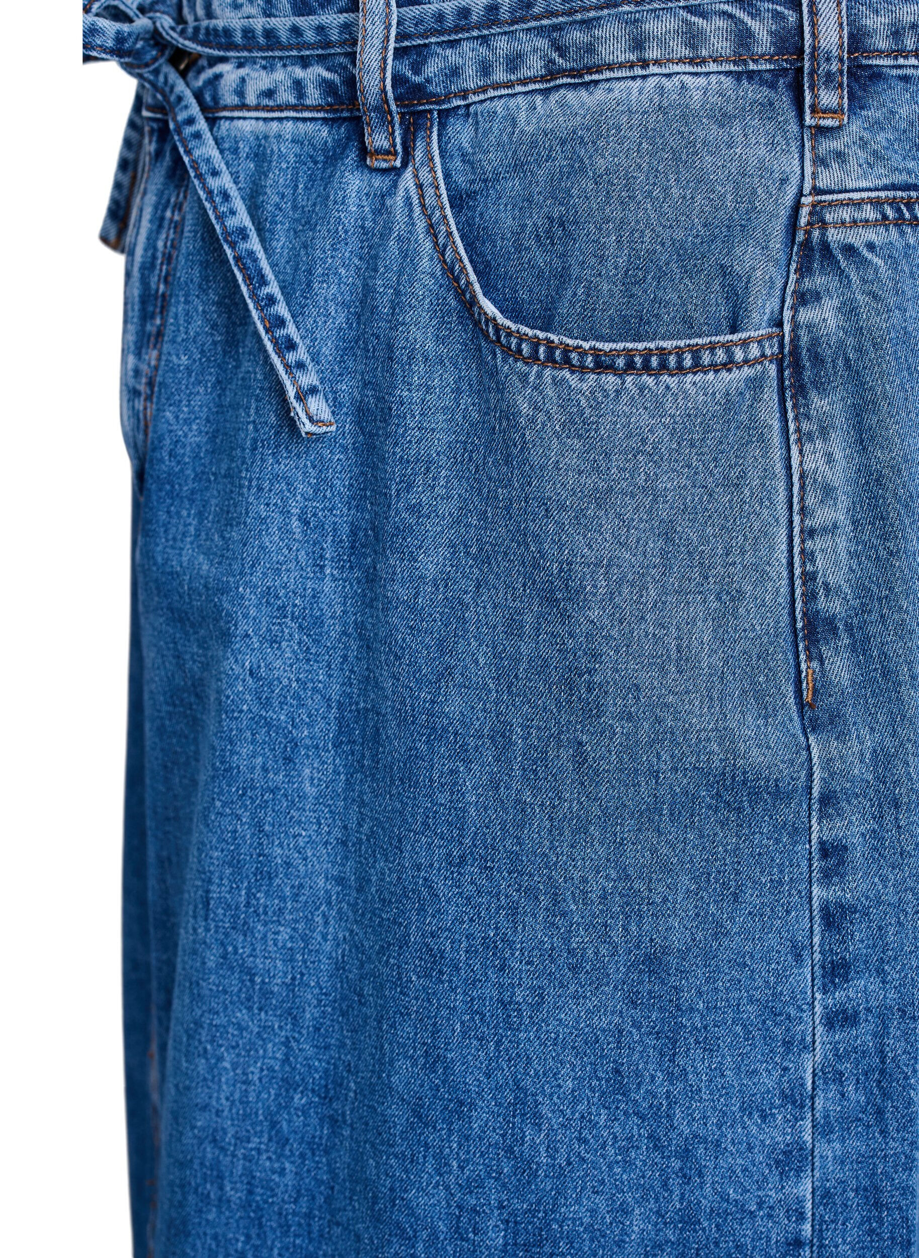 Zizzi Jupe maxi en denim avec ceinture &agrave; nouer, Blue Denim, Packshot image number 3