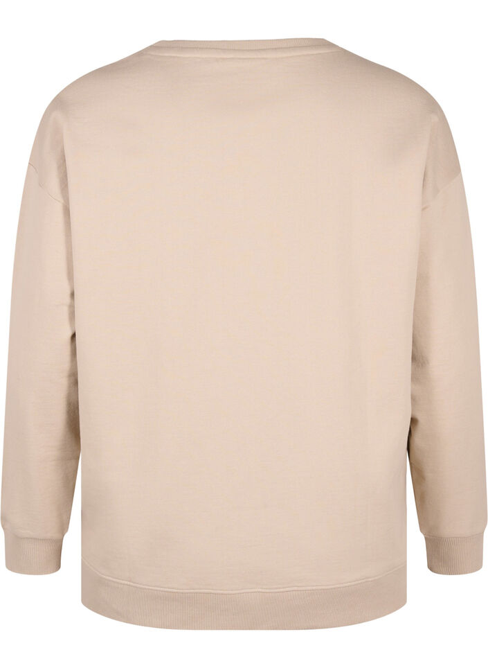 Sweatshirt à col rond, Simply Taupe, Packshot image number 1