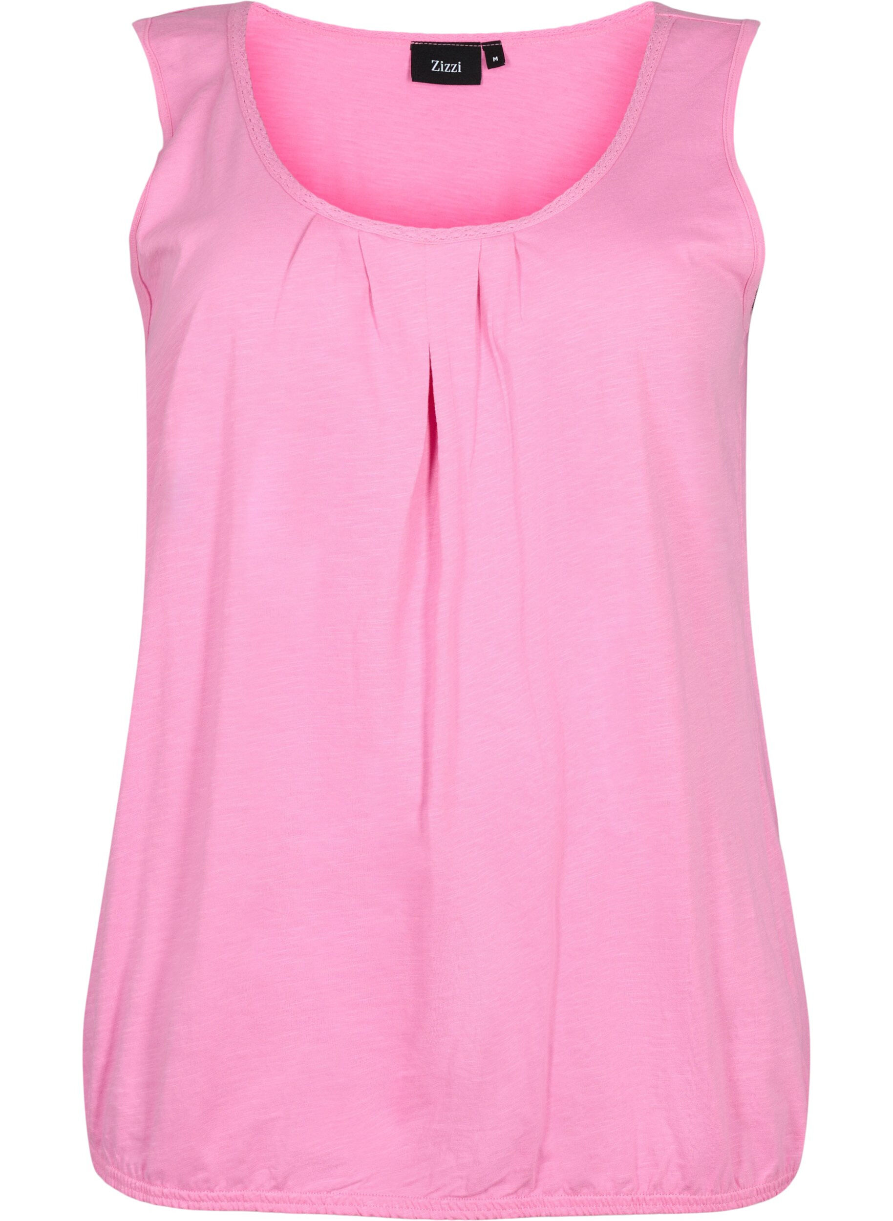 Zizzi Haut en coton avec bordure en dentelle (2-pack), Rosebloom / Black, Packshot image number 2