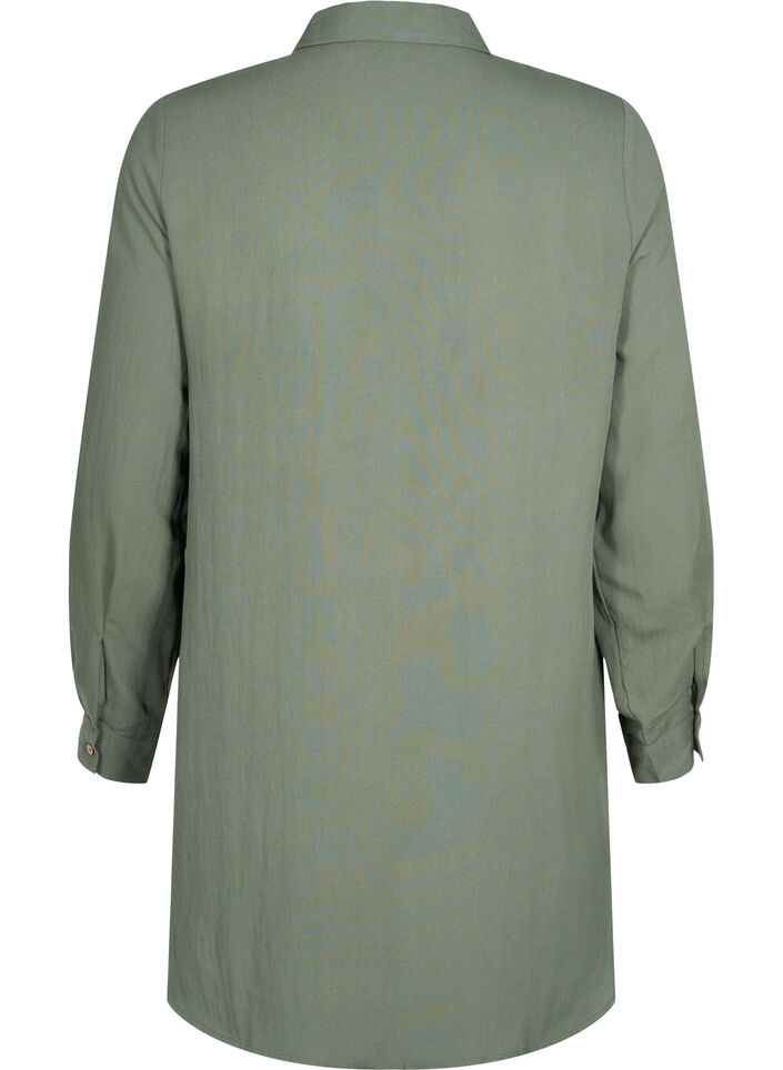 Chemise longue en viscose unie, Thyme, Packshot image number 1
